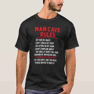 Man Cave Rules Mancave Joke T-Shirt