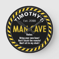 Man Cave Sign with Caution Tape Effect & Rules