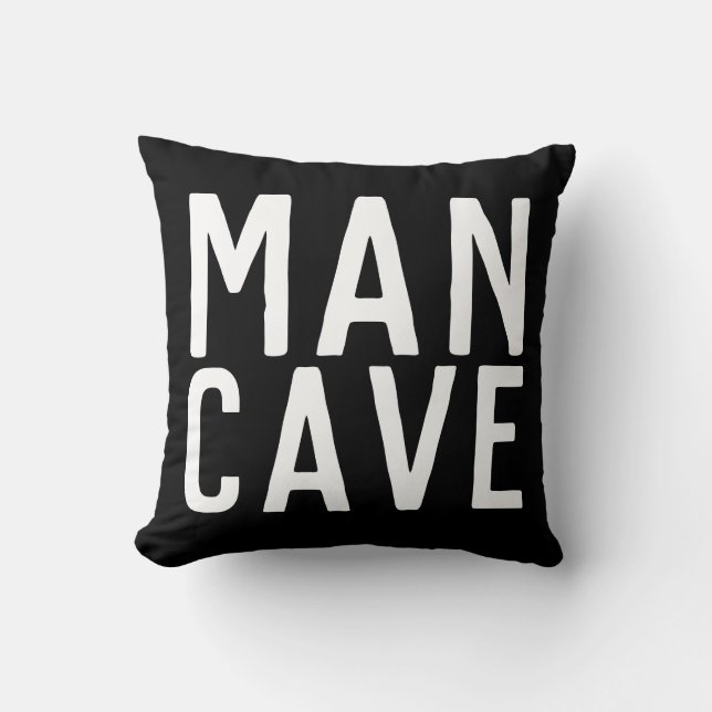 MAN CAVE Throw Pillows (Front)