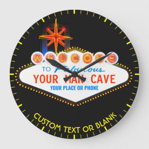 Man Cave Your Garage Famous Sign  Custom Name Large Clock