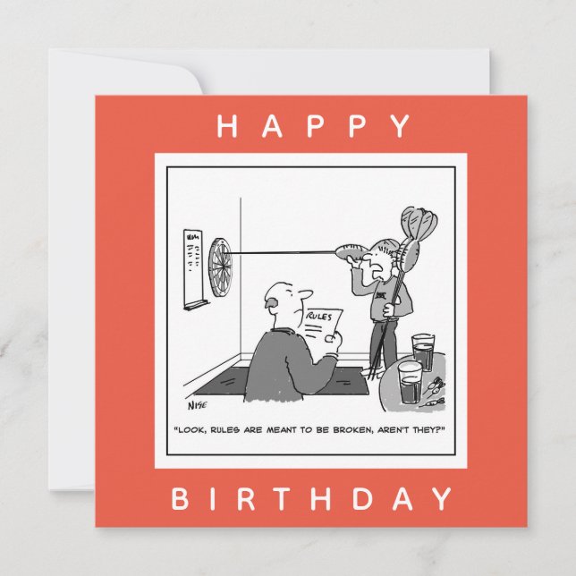 Man Cheating at Darts Cartoon Card (Front)