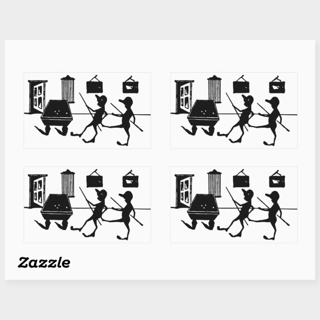 Man Cheating At Pool Billiards Game Art Rectangular Sticker (Sheet)