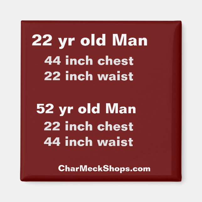 Man chest and waist measurements magnet (Front)