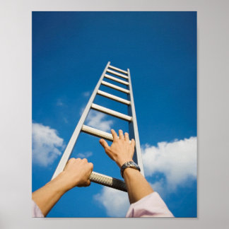 Man climbing a ladder poster