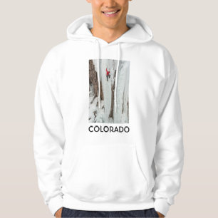Man climbing ice, Colorado Hoodie
