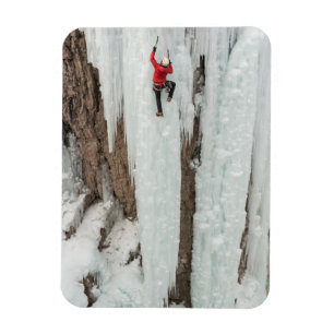 Man climbing ice, Colorado Magnet