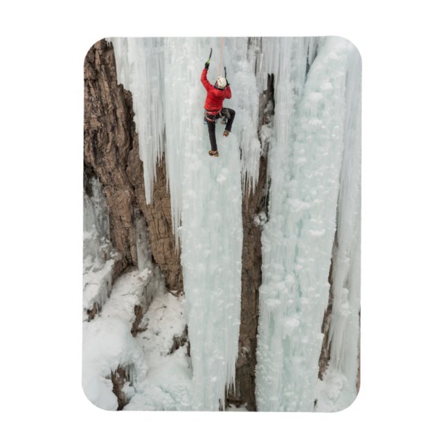 Man climbing ice, Colorado Magnet (Vertical)