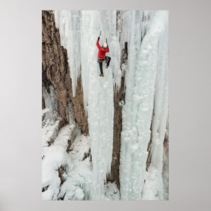Man climbing ice, Colorado Poster