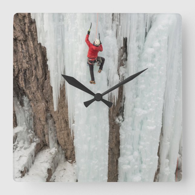Man climbing ice, Colorado Square Wall Clock (Front)