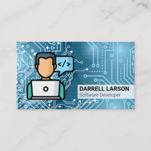 Man Coding   Circuit Board Modern Business Card