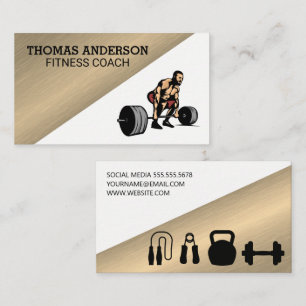 Man Deadlifting Weights   Fitness Business Card