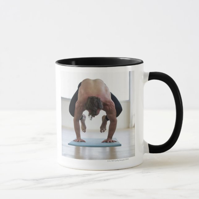 Man doing workout on yoga mat mug (Right)