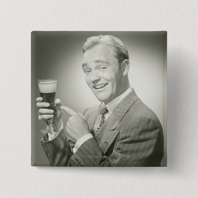 Man Drinking 15 Cm Square Badge (Front)