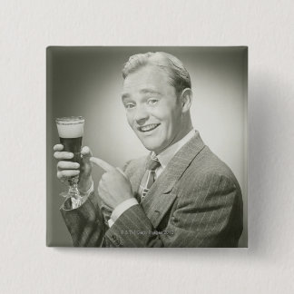 Man Drinking 15 Cm Square Badge