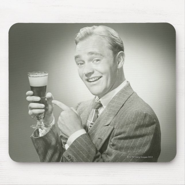 Man Drinking Mouse Mat (Front)