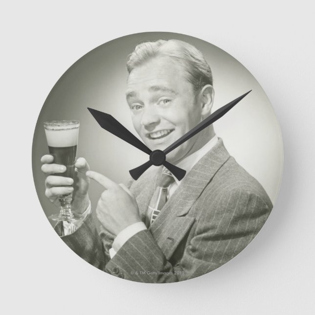 Man Drinking Round Clock (Front)