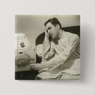 Man Drinking Water 15 Cm Square Badge