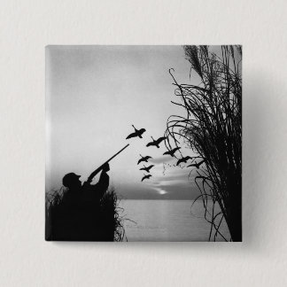 Man Duck Hunting 15 Cm Square Badge
