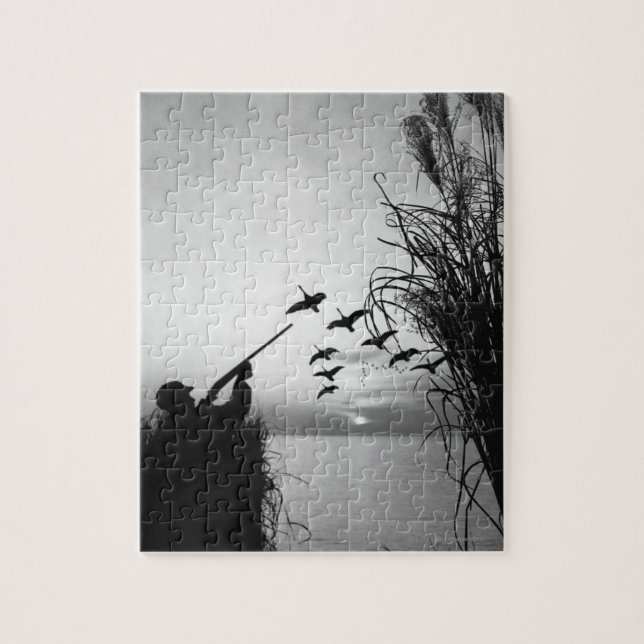 Man Duck Hunting Jigsaw Puzzle (Vertical)