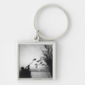 Man Duck Hunting Key Ring