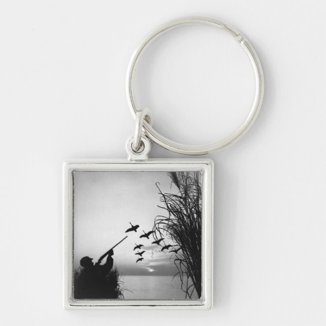 Man Duck Hunting Key Ring (Front)