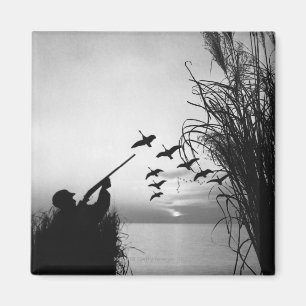 Man Duck Hunting Magnet