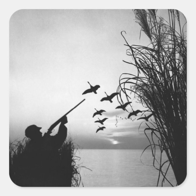 Man Duck Hunting Square Sticker (Front)