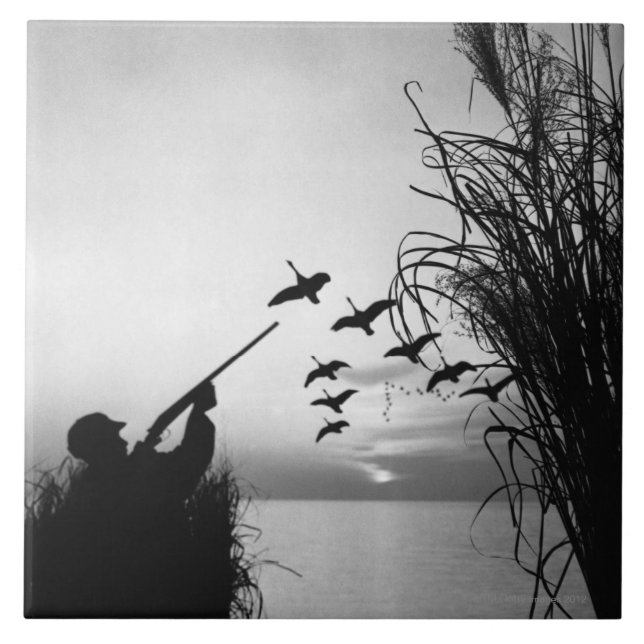 Man Duck Hunting Tile (Front)