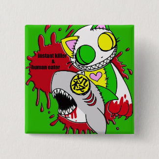 Man Eater and Instant Kill Green 15 Cm Square Badge
