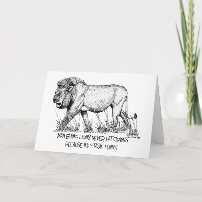 Man Eating Lion Birthday Card (Front)