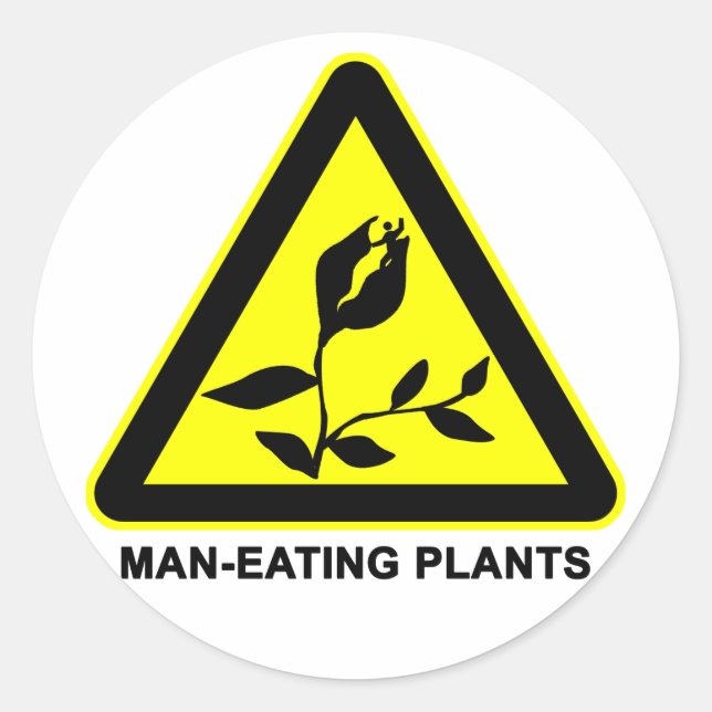 Man-Eating Plants Warning Sign Sticker (Front)