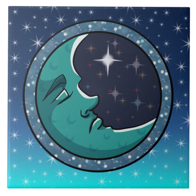 Man Face In Moon Tile (Front)