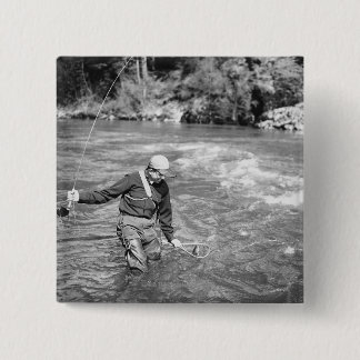 Man Fishing 15 Cm Square Badge
