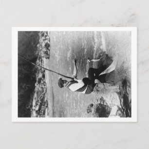 Man Fishing and Lands Two Fish at Once Photograp Postcard