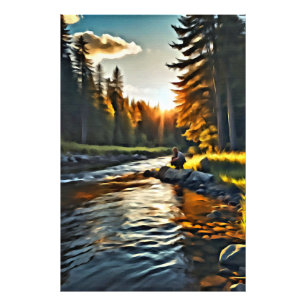 *~* Man Fishing Art Stream Nature AP49  Photo Print