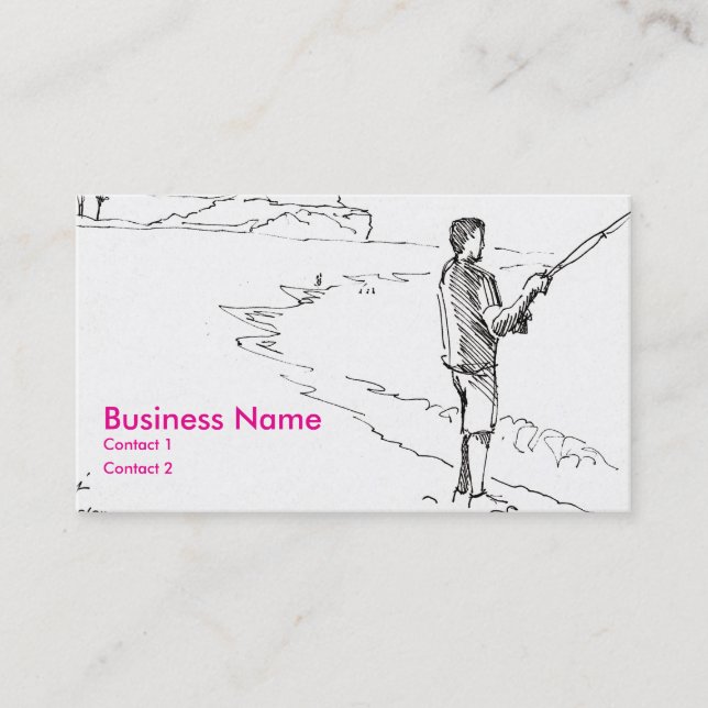 Man fishing at beach business card (Front)