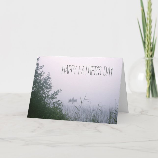 Man Fishing Beautiful Inspirational Foggy Morning Card (Front)