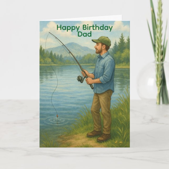 Man Fishing Custom Birthday/Fathers Day Card (Front)