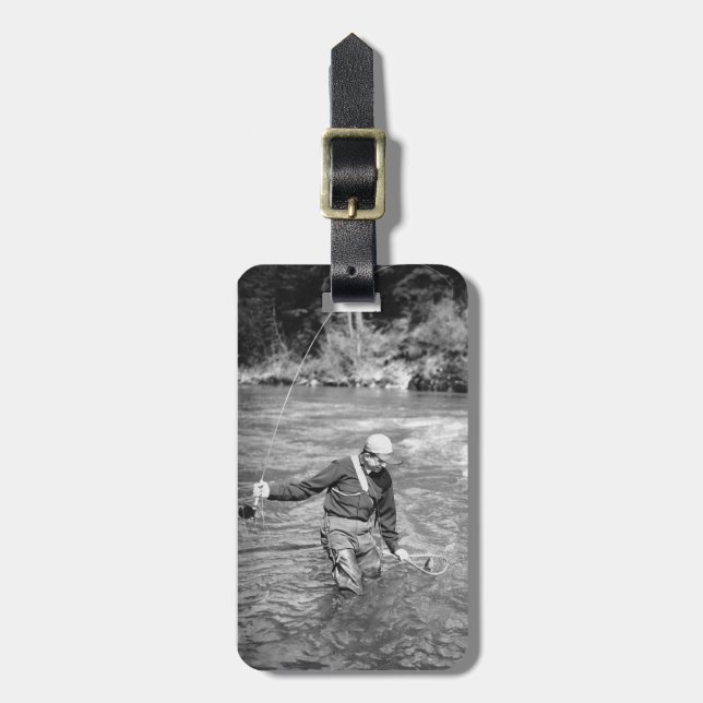 Man Fishing Luggage Tag (Front Vertical)