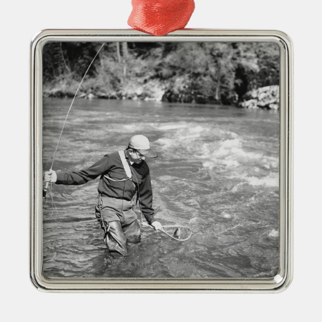 Man Fishing Metal Tree Decoration (Front)