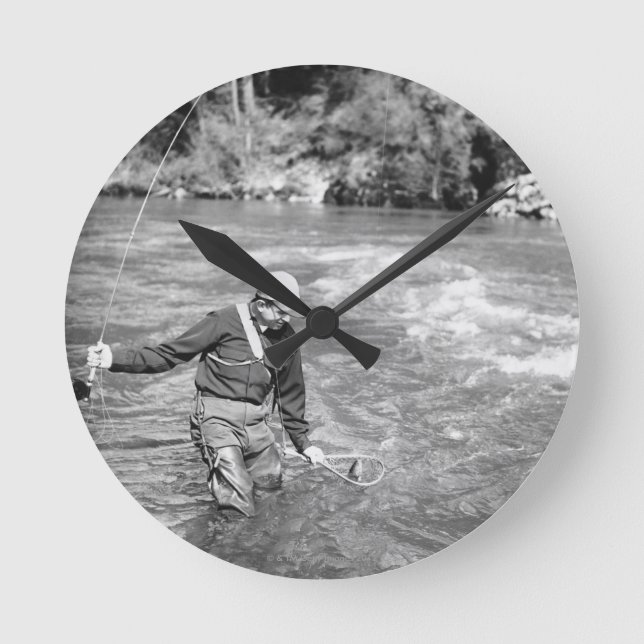 Man Fishing Round Clock (Front)