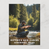 *~* Man Fishing Stream Nature AP49 Salmon