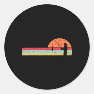 Man Fishing Sunset Retro Angling Fisherman Angler Classic Round Sticker