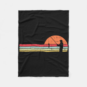 Man Fishing Sunset Retro Angling Fisherman Angler Fleece Blanket