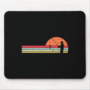 Man Fishing Sunset Retro Angling Fisherman Angler Mouse Mat