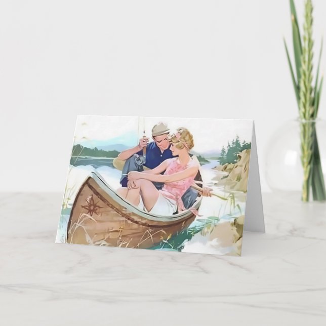 Man fishing with his girlfriend card (Front)