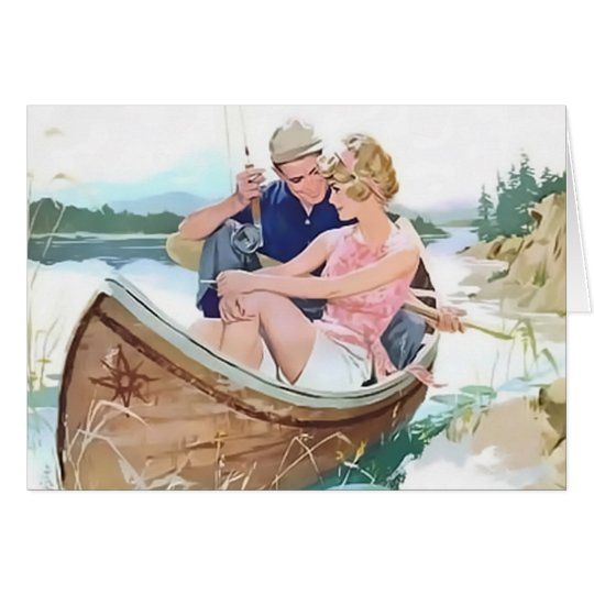 Man fishing with his girlfriend card