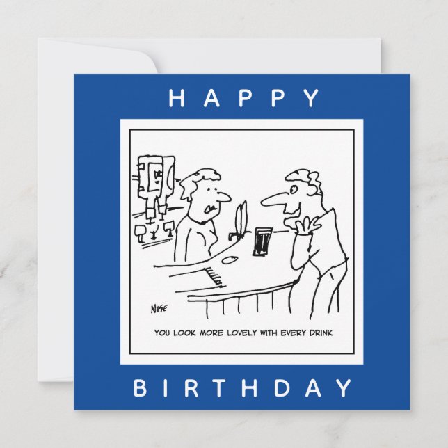 Man Flattering a Barmaid in a Pub Cartoon Card (Front)