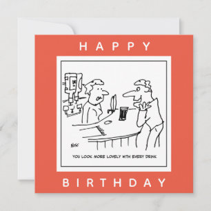 Man Flattering a Barmaid in a Pub Cartoon Card