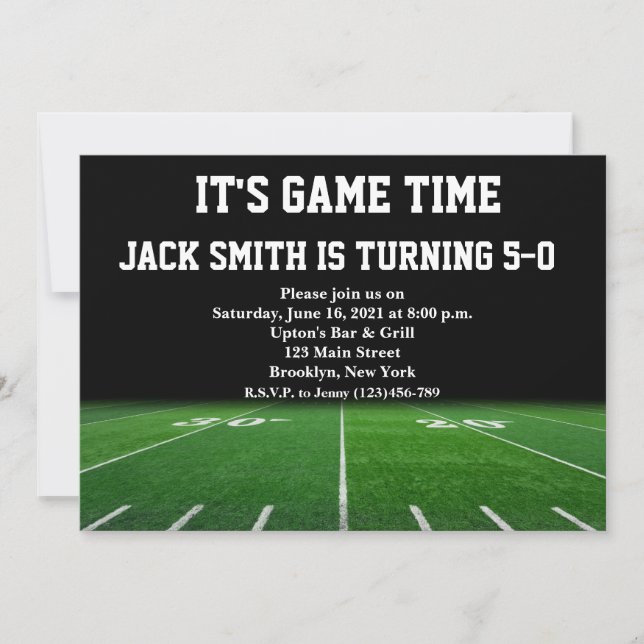 Man Football Custom Birthday Invitation (Front)